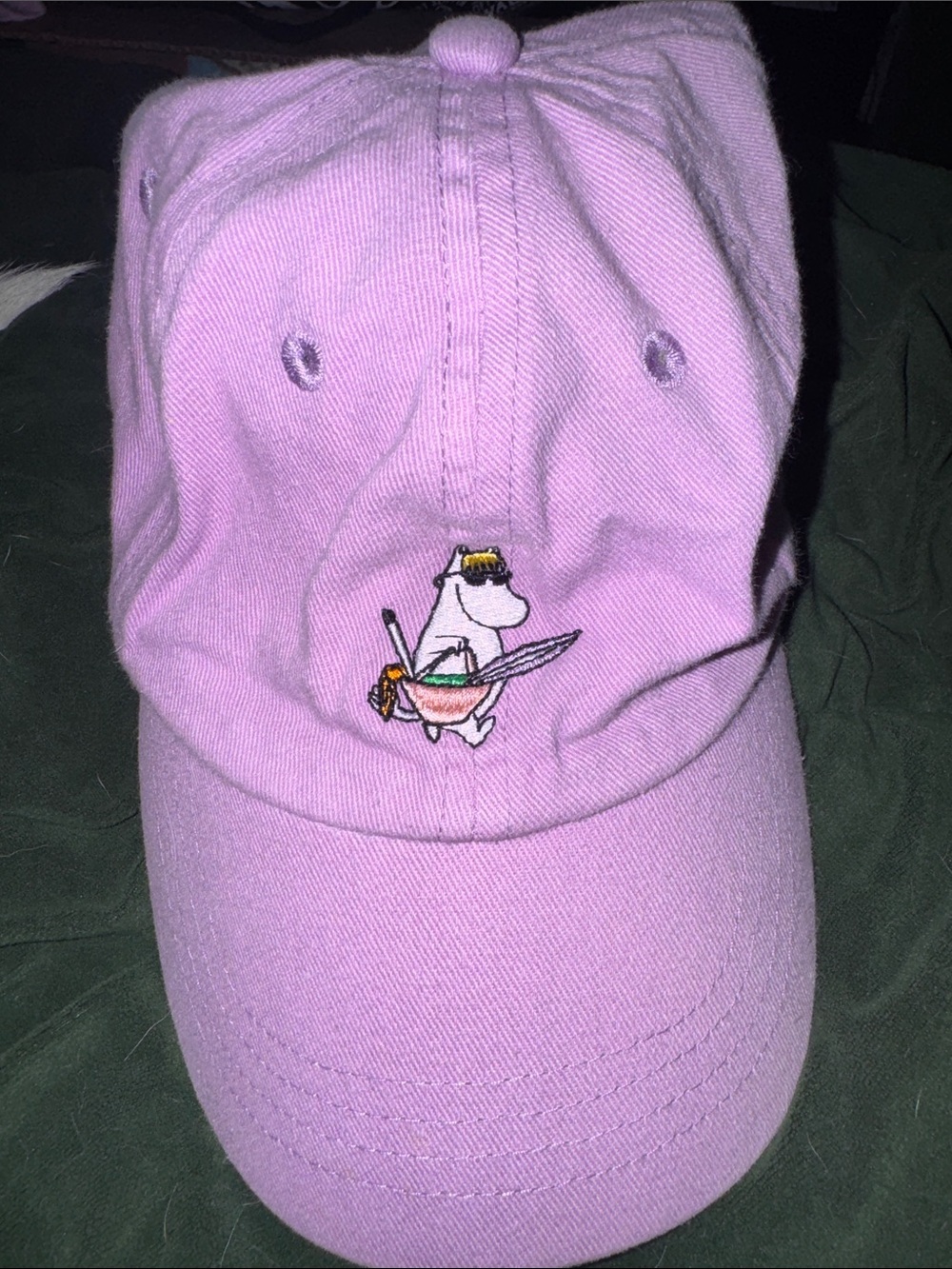Lilac Embroidered Moomin Character Baseball Cap